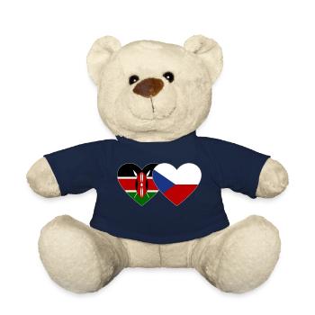 Kenia Tschechien Flagge Herz - Teddy - French Navy - Vorne