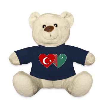 Türkei Turkmenistan Flagge Herz - Teddy - French Navy - Vorne