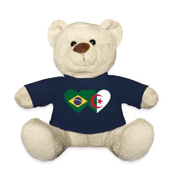 Brasilien Algerien Flagge Herz - Teddy - French Navy - Vorne