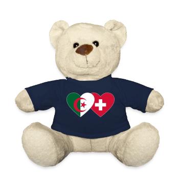 Algerien Schweiz Flagge Herz - Teddy - French Navy - Vorne