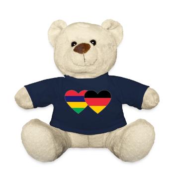 Mauritius Germany Flag Heart - Teddy Bear - french navy - Front