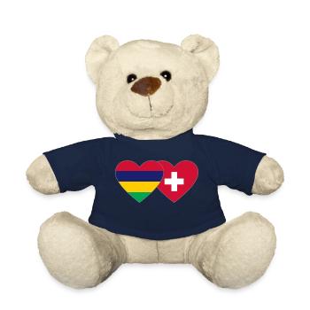 Mauritius Switzerland Flag Heart - Teddy Bear - french navy - Front