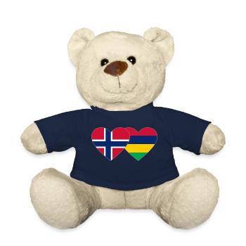Norway Mauritius Flag Heart - Teddy Bear - french navy - Front
