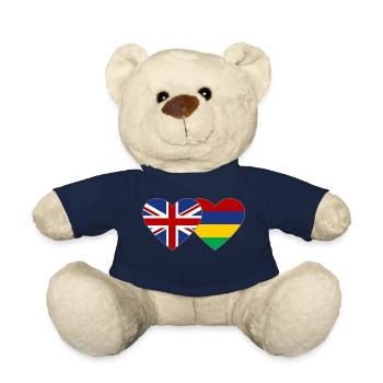 England Mauritius Flag Heart - Teddy Bear - french navy - Front