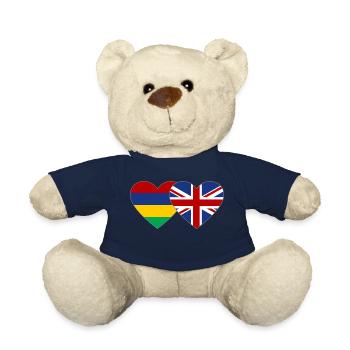 Mauritius England Flag Heart - Teddy Bear - french navy - Front