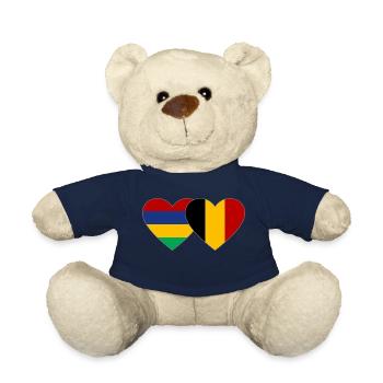 Mauritius Belgium Flag Heart - Teddy Bear - french navy - Front