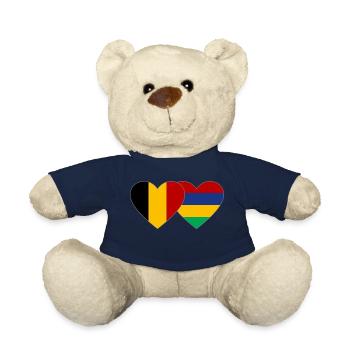 Belgium Mauritius Flag Heart - Teddy Bear - french navy - Front