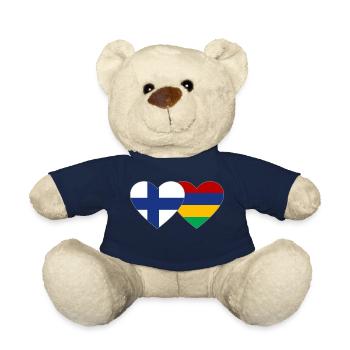 Finland Mauritius Flag Heart - Teddy Bear - french navy - Front