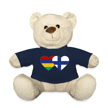 Mauritius Finland Flag Heart - Teddy Bear - french navy - Front