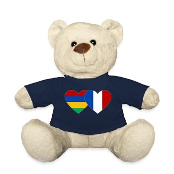 Mauritius France Flag Heart - Teddy Bear - french navy - Front