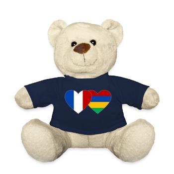 France Mauritius Flag Heart - Teddy Bear - french navy - Front