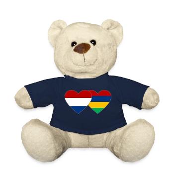 Holland Mauritius Flag Heart - Teddy Bear - french navy - Front
