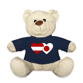 Austria Japan Flag Heart - Teddy Bear - french navy - Front