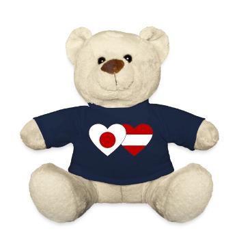 Japan Austria Flag Heart - Teddy Bear - french navy - Front