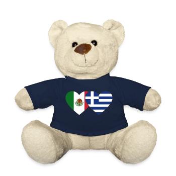 Mexico Greece Flag Heart - Teddy Bear - french navy - Front