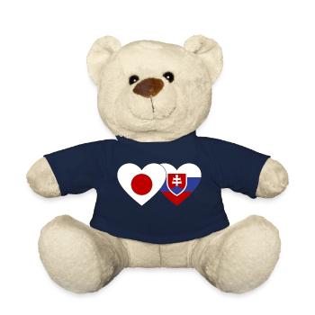 Japan Slovakia Flag Heart - Teddy Bear - french navy - Front