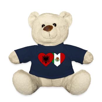 Albania Mexico Flag Heart - Teddy Bear - french navy - Front