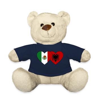 Mexico Albania Flag Heart - Teddy Bear - french navy - Front