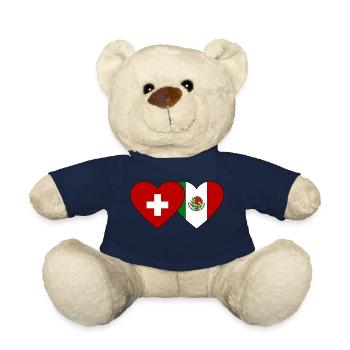 Switzerland Mexico Flag Heart - Teddy Bear - french navy - Front