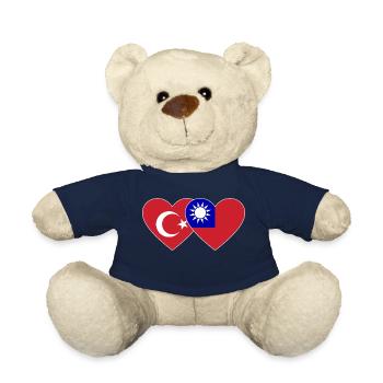 Türkiye Taiwan Flag Heart - Teddy Bear - french navy - Front