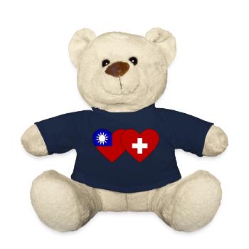 Taiwan Schweiz Flagge Herz - Teddy - French Navy - Vorne