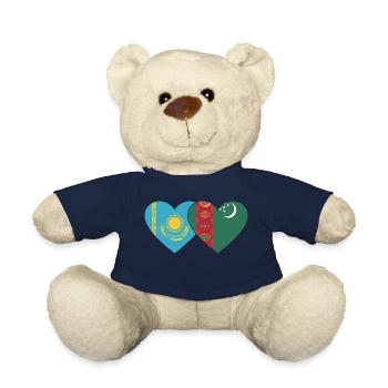 Kasachstan Turkmenistan Flagge Herz - Teddy - French Navy - Vorne