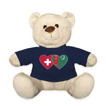 Schweiz Turkmenistan Flagge Herz - Teddy - French Navy - Vorne