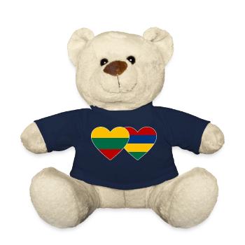 Lithuania Mauritius Flag Heart - Teddy Bear - french navy - Front