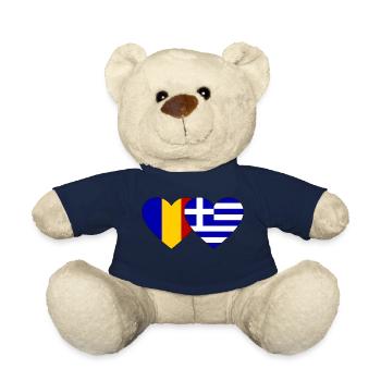 Romania Greece Flag Heart - Teddy Bear - french navy - Front