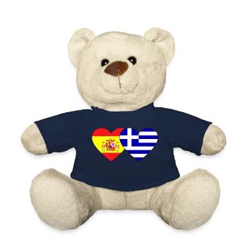Spain Greece Flag Heart - Teddy Bear - french navy - Front