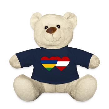 Mauritius Austria Flag Heart - Teddy Bear - french navy - Front