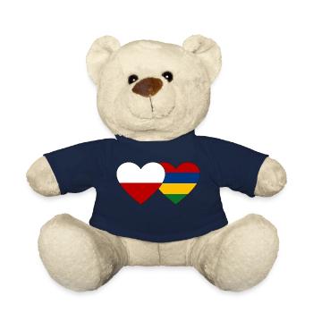 Poland Mauritius Flag Heart - Teddy Bear - french navy - Front