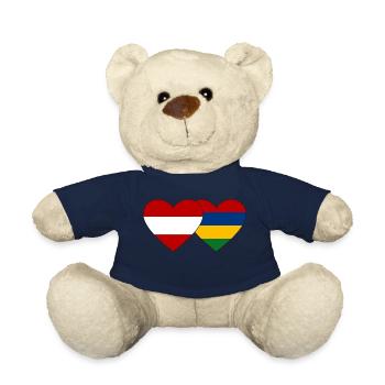 Austria Mauritius Flag Heart - Teddy Bear - french navy - Front