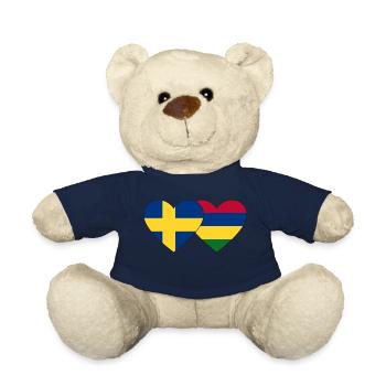 Sweden Mauritius Flag Heart - Teddy Bear - french navy - Front