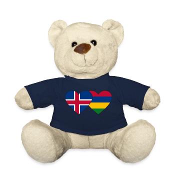Iceland Mauritius Flag Heart - Teddy Bear - french navy - Front