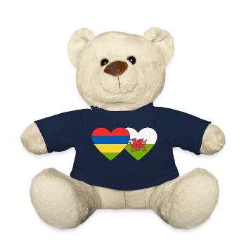 Mauritius Wales Flag Heart - Teddy Bear - french navy - Front