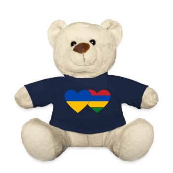 Ukraine Mauritius Flag Heart - Teddy Bear - french navy - Front