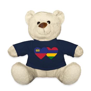 Liechtenstein Mauritius Flag Heart - Teddy Bear - french navy - Front