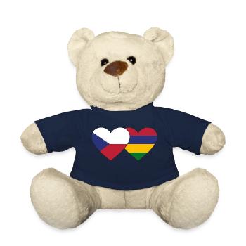 Czech Republic Mauritius Flag Heart - Teddy Bear - french navy - Front