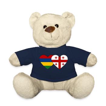 Mauritius Georgia Flag Heart - Teddy Bear - french navy - Front