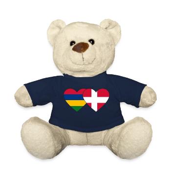 Mauritius Denmark Flag Heart - Teddy Bear - french navy - Front