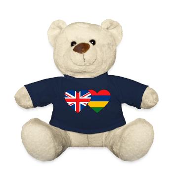 England Mauritius Flag Heart - Teddy Bear - french navy - Front
