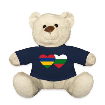 Mauritius Bulgaria Flag Heart - Teddy Bear - french navy - Front