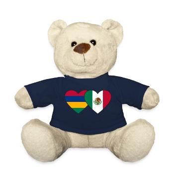 Mauritius Mexico Flag Heart - Teddy Bear - french navy - Front