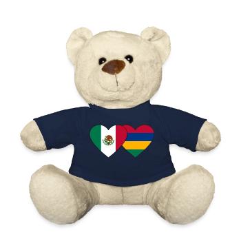 Mexico Mauritius Flag Heart - Teddy Bear - french navy - Front