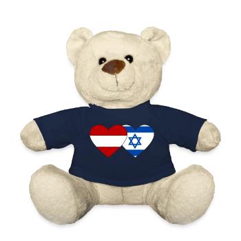 Austria Israel Flag Heart - Teddy Bear - french navy - Front
