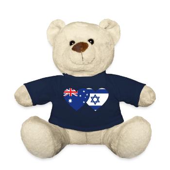 Australie Israël Flag Heart - Nounours - bleu marine - Devant