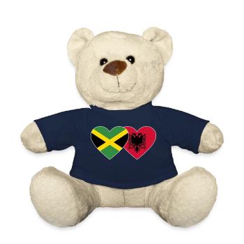 Jamaika Albanien Herz Flagge - Teddy - French Navy - Vorne