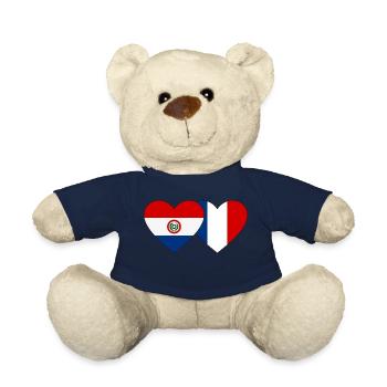 Paraguay France Drapeau du Cœur - Nounours - bleu marine - Devant