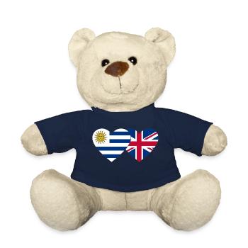 Uruguay England Heart Flag - Teddy Bear - french navy - Front